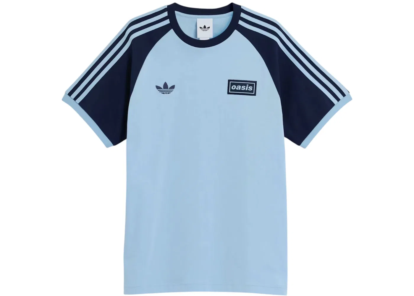 Мужская футболка с принтом Adidas x Oasis Tour 3 Stripes T Shirt Clear Sky Night Indigo, Clear Sky Night Indigo