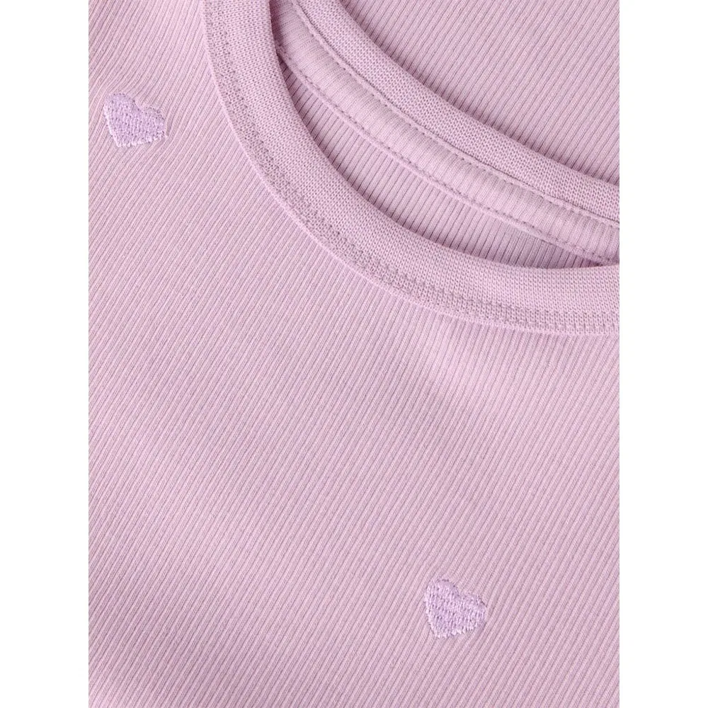Детская футболка с вышивкой Nakal Slim Short Sleeve T-Shirt Name it, Pink — фото 2