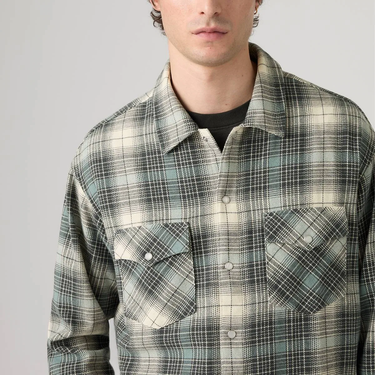 Классическая фланелевая рубашка свободного кроя в западном стиле Levi's, Ryder Plaid Oatmeal - Multi-Color — фото 2
