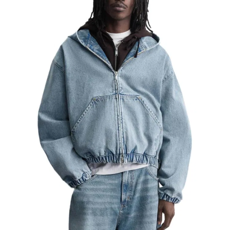 Мужская куртка с капюшоном Light Blue ZARA, Light Blue — фото 4