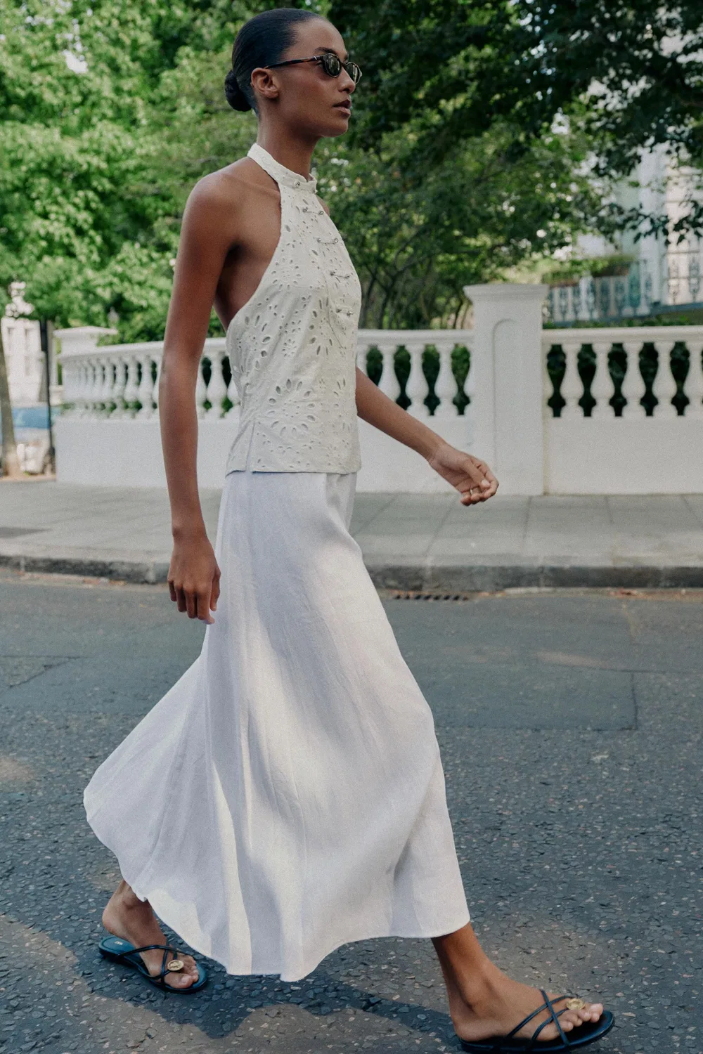 Платье с контрастной вышивкой ZARA, White — фото 3
