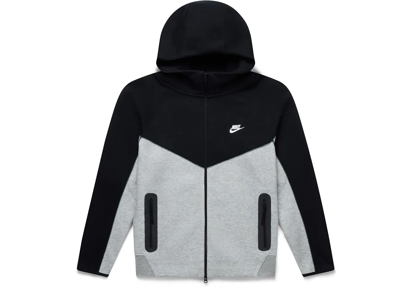 Мужская худи Nike Tech Fleece Windrunner Full-Zip Hoodie, Dark Grey Heather/Black/White