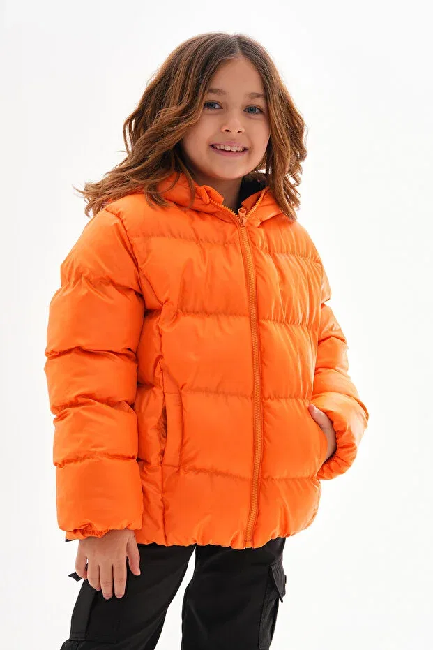 Детское зимнее пальто для девочек с водоотталкивающей пропиткой Petite Roba Kids, Orange — фото 3