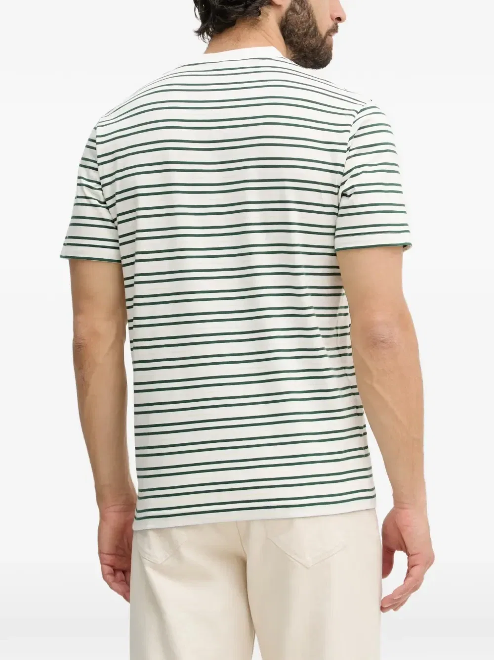 Полосатая футболка с логотипом Lacoste, белый — фото 3