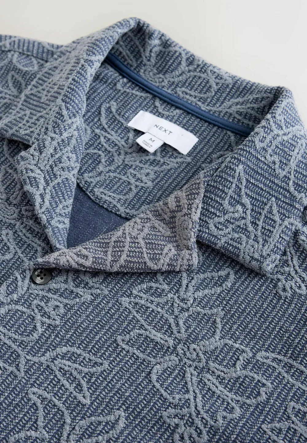 Рубашка с коротким рукавом из фактурного трикотажа стандартного кроя Next, Blue — фото 2
