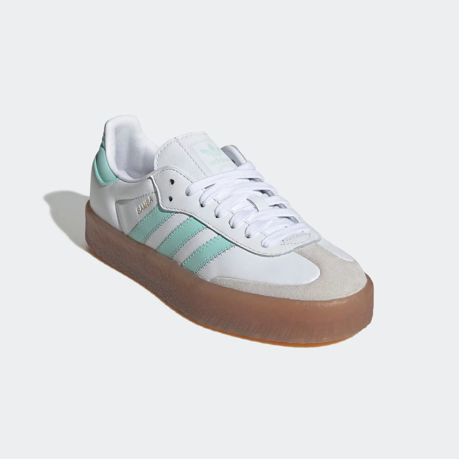 Детские кеды с подошвой платформой Adidas Originals, Cloud White/Clear Mint/Gold Metallic