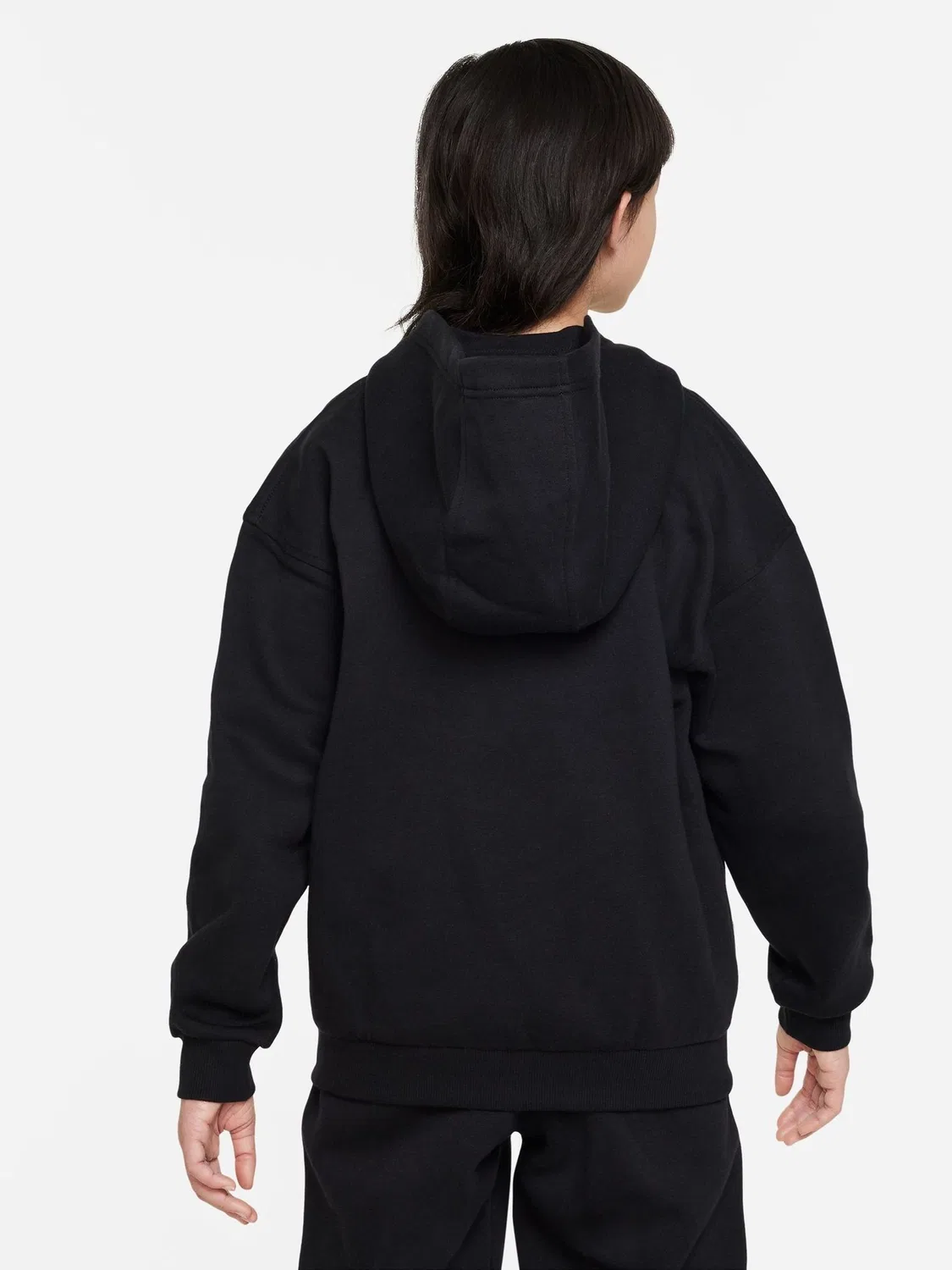 Толстовка на молнии, оверсайз, Club Fleece Nike, черный — фото 2