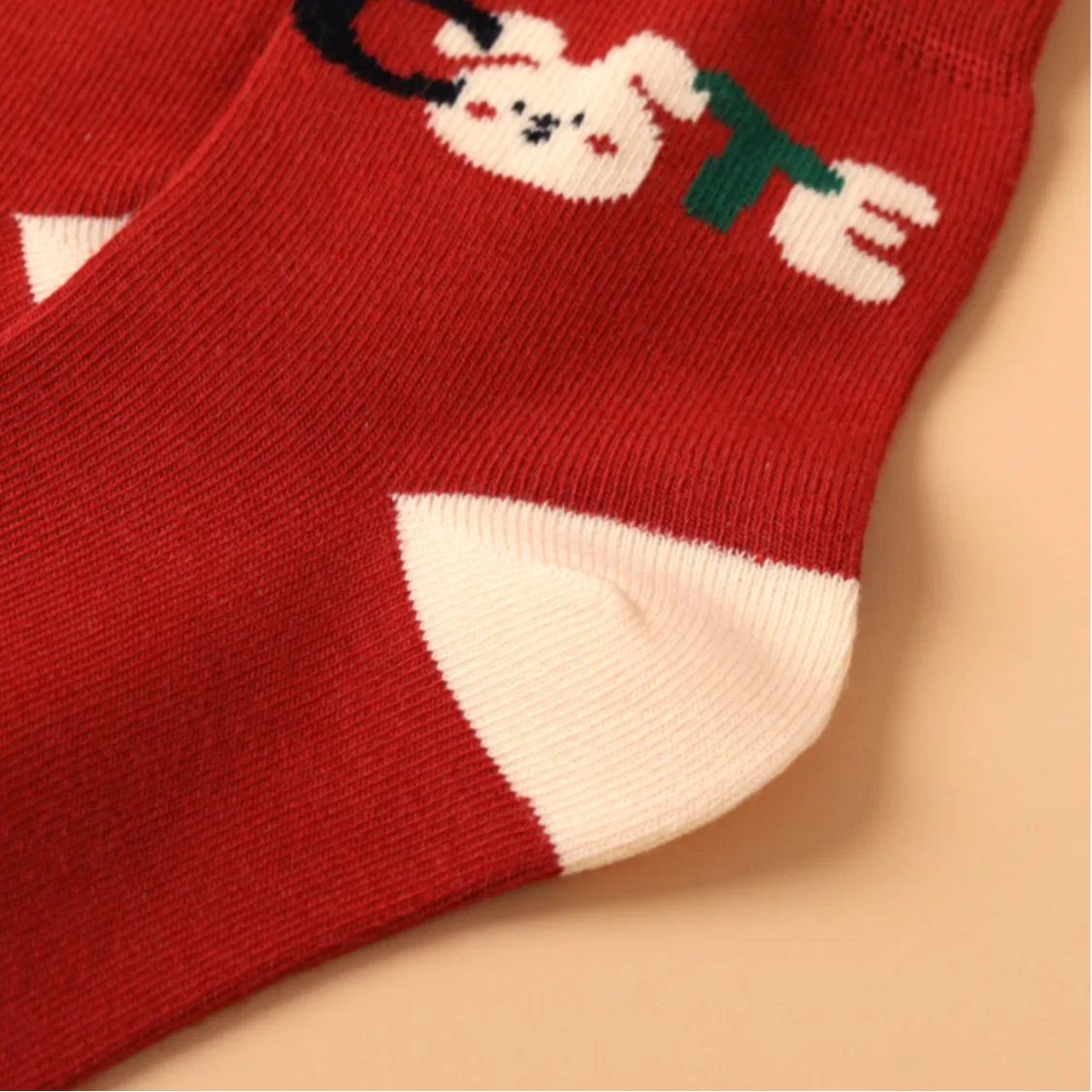 Детские носки с принтом Red bean Red bean color-blocked plaid floral pattern breathable sweat-absorbing children's socks, 3-pack set, Combo — фото 3