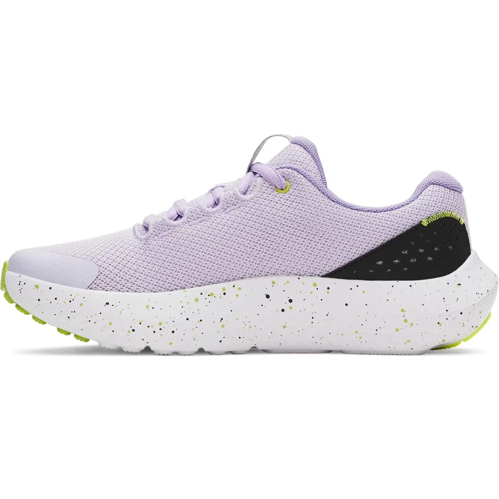 Детские кроссовки для девочек легкие с принтом Grade School Surge 4 Under Armour, Black Purple Yellow Reflective