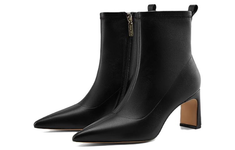 NINE WEST Женские черные полусапожки на каблуке 7 см с подкладкой из замши, цвет Black[Suede-Lined] — фото 4