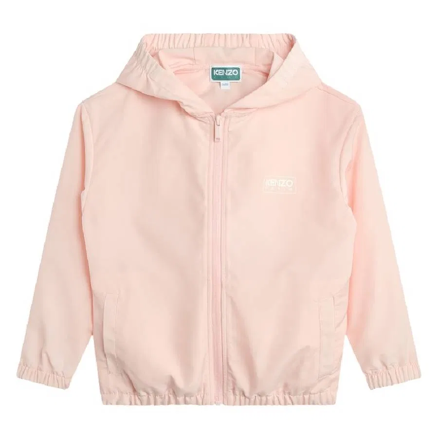 Куртка детская с капюшоном и логотипом Girls Logo-Print Hooded Jacket Kenzo, Veiled Pink