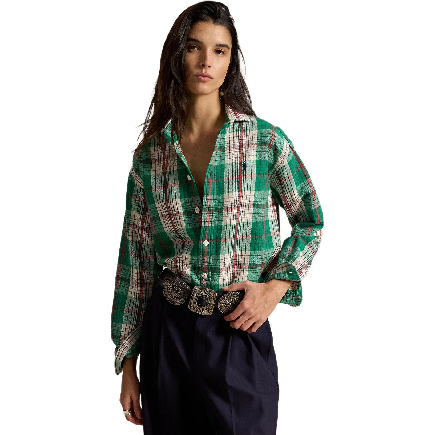Женская рубашка с отложным воротником, разноцветная, Polo Ralph Lauren, Multicolor — фото 4