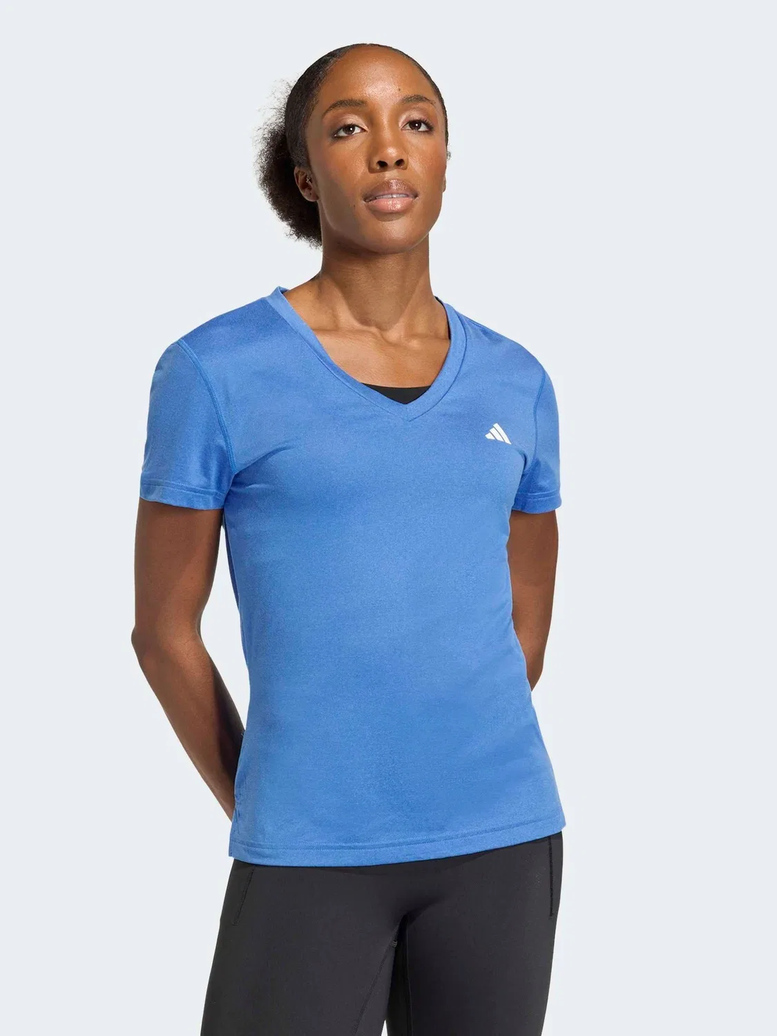 Футболка с V-образным вырезом, Workout Essentials adidas, темно-синий