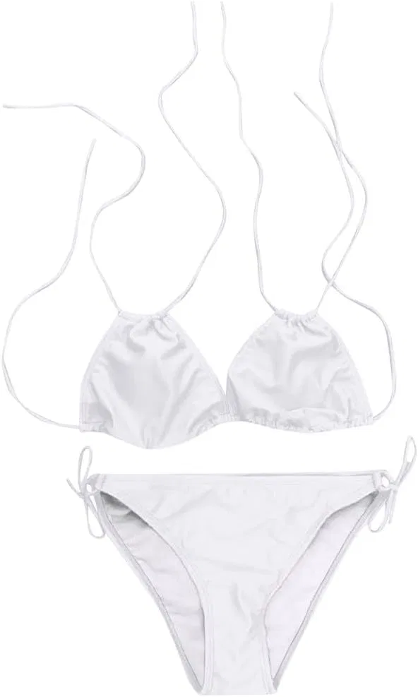 Женский танкини-бикини с треугольными чашками Generic, White — фото 3