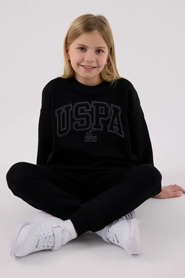 Детский комплект спортивного костюма для девочек U.S. Polo Assn., Black — фото 3