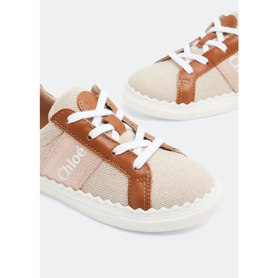 Детские низкие кроссовки Chloé Kids Lauren, коричневый — фото 4