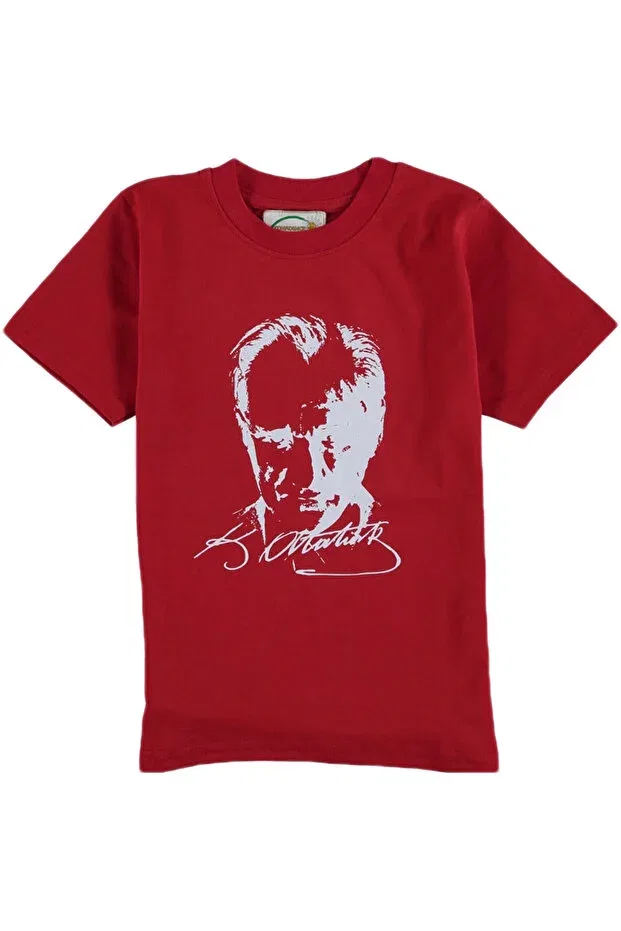 Детская футболка для мальчиков с принтом Tanem Bebe Unisex Child Ataturk T-Shirt Generic Brands, Red — фото 4