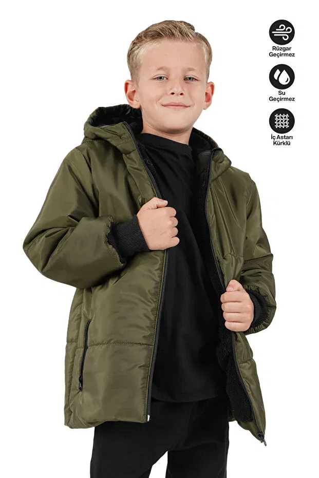 Детское пальто для мальчиков с капюшоном Merdia, Khaki