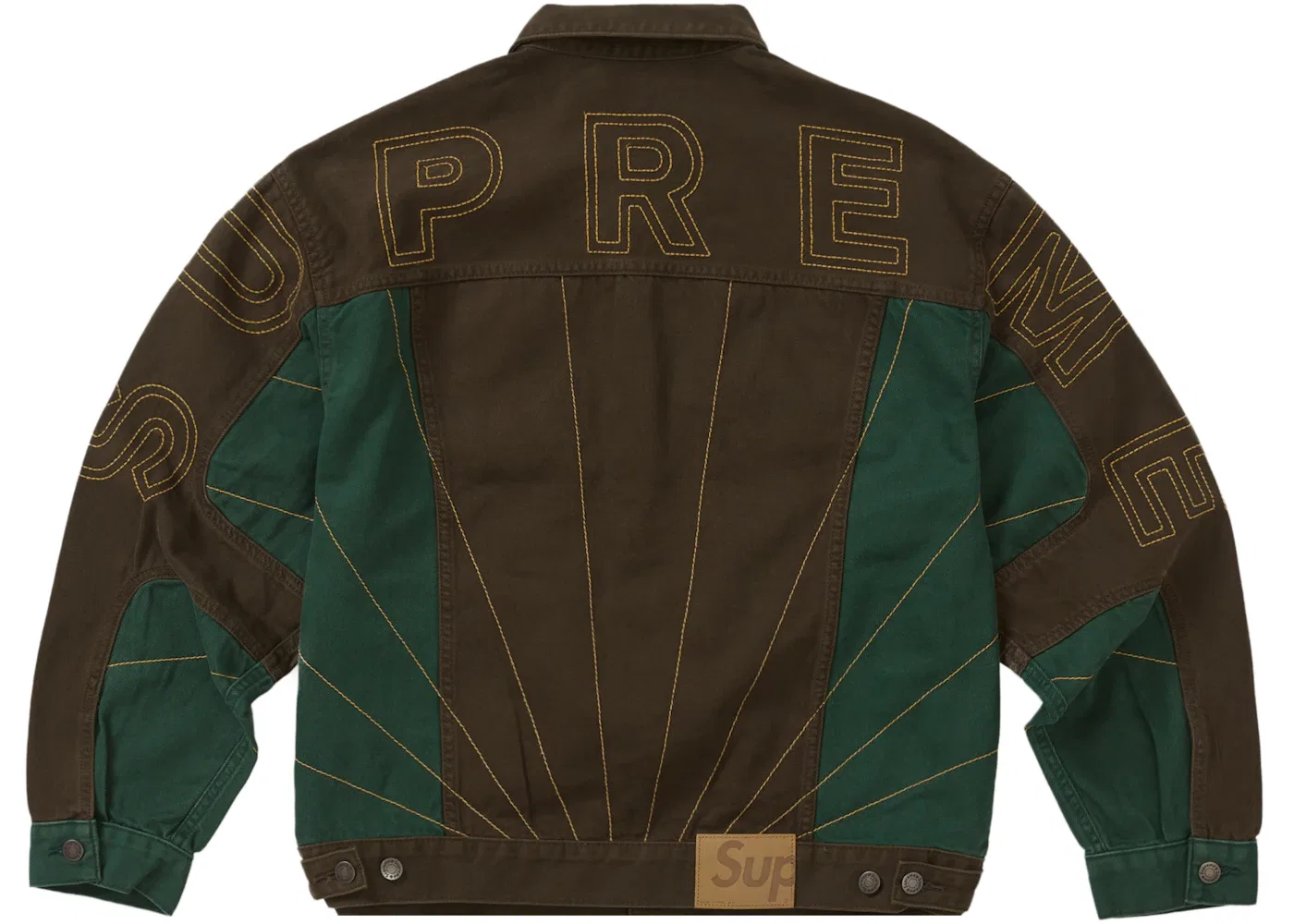 Мужская джинсовая куртка с вышивкой Supreme Radial Jacket Brown — фото 2