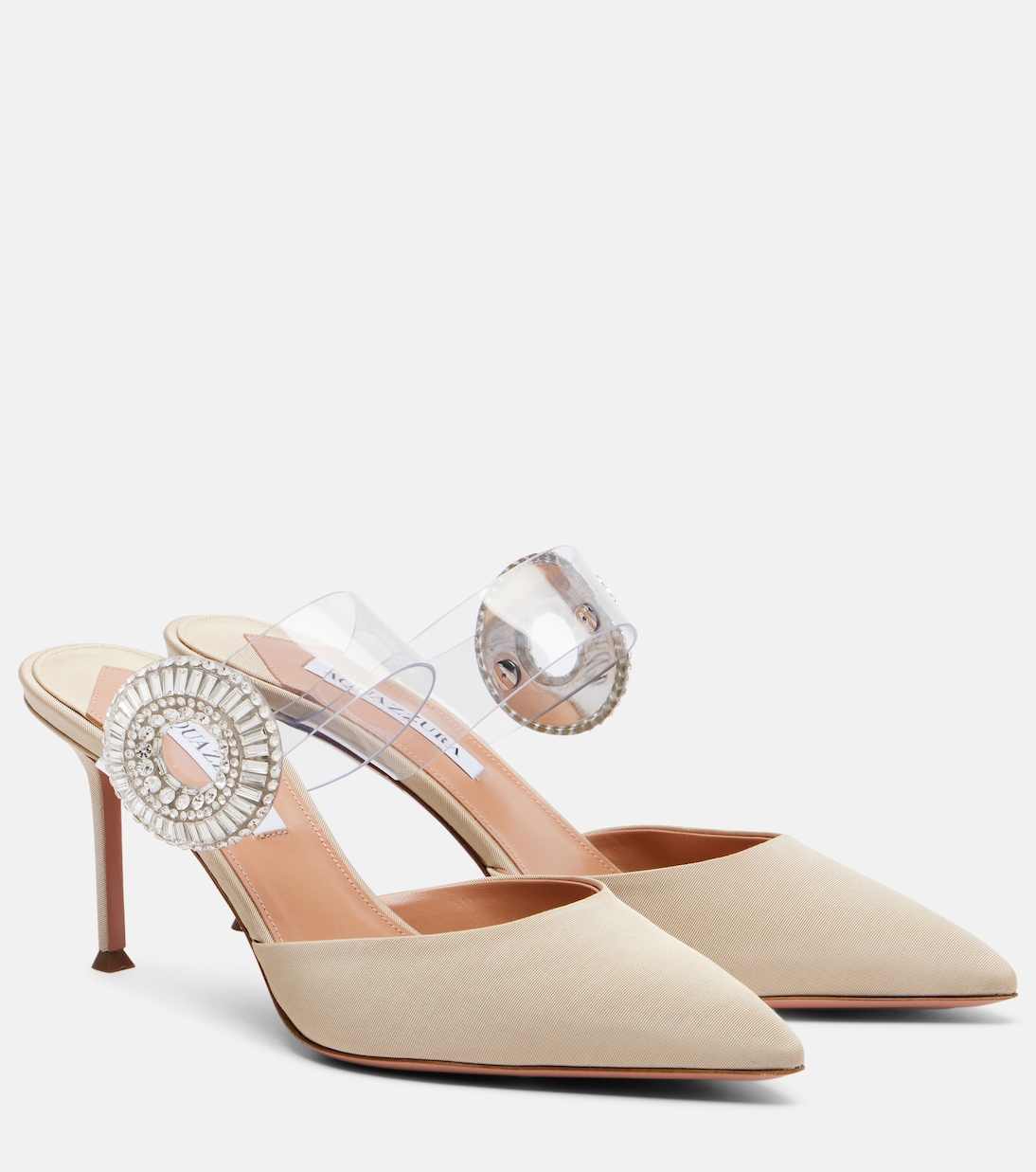Кристальные обручи декорированные ПВХ шлепанцы Aquazzura, New Nude