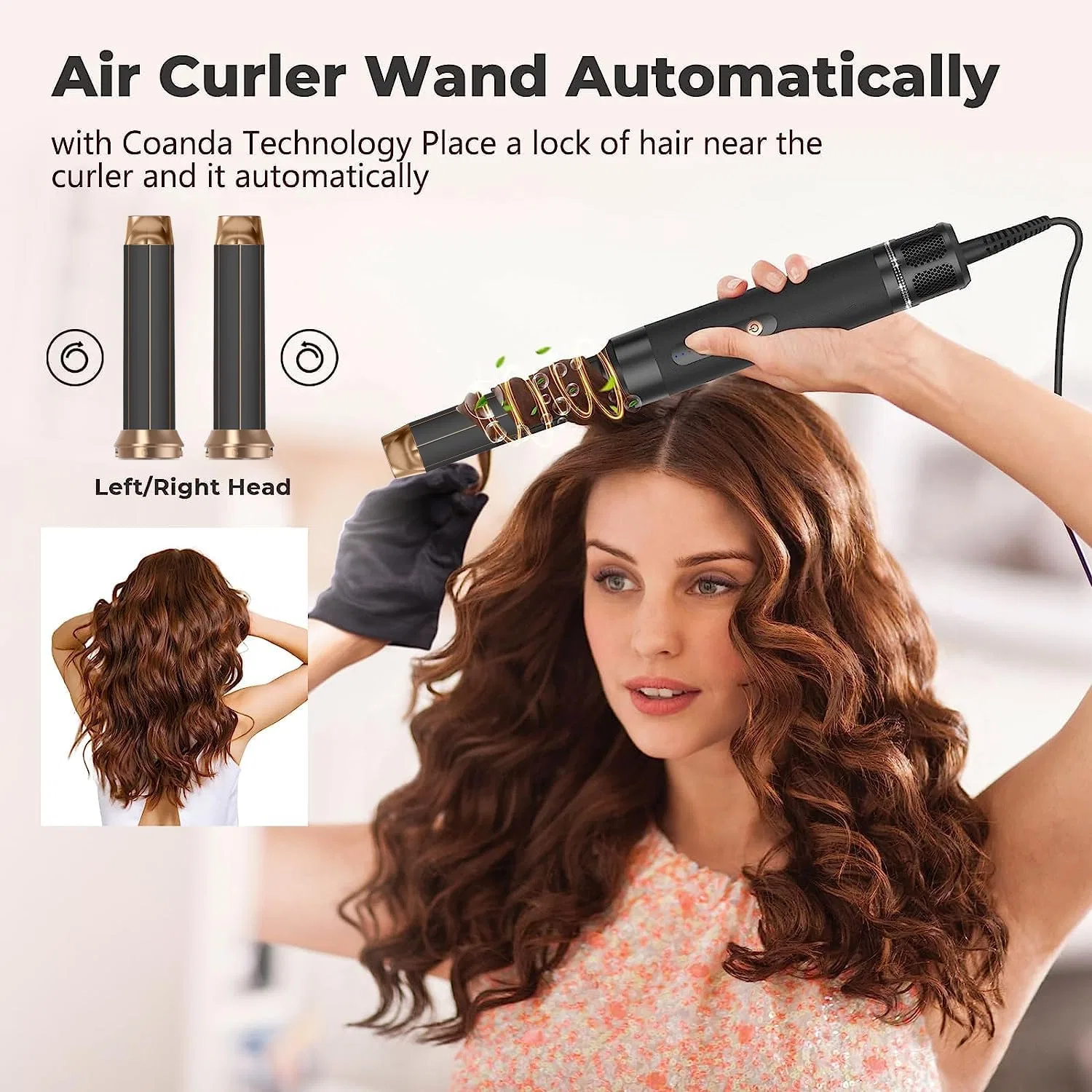 Набор для укладки волос Atopskins 7-в-1 Air Styler, 110 000 об/мин, 1400 Вт Atopskins, Black-Gold — фото 4