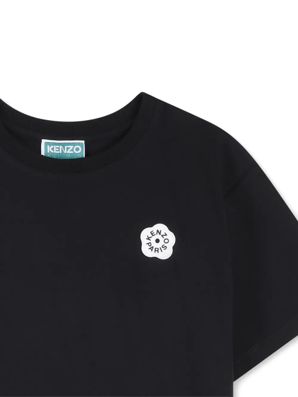 Футболка с цветочным логотипом Kenzo Kids, черный — фото 3