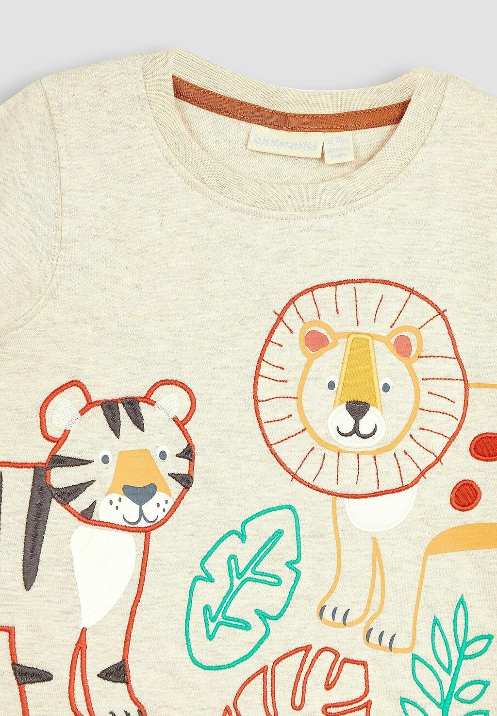 

REGULAR FIT – принт на футболке – натуральный лев, тигр Shark Friends Applique JoJo Maman Bébé, бежевый