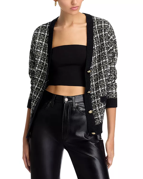 

Твидовый кардиган с V-образным вырезом - эксклюзив Aqua, черный