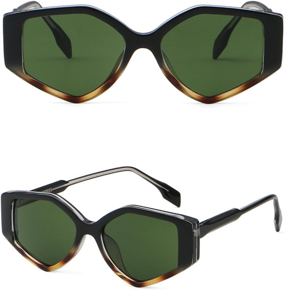 

Женские солнцезащитные очки Polygon для женщин, защита от УФ-излучения UV400, ацетатные солнцезащитные очки для женщин и мужчин, аксессуары, черные и зеленые MTZJH, Black Leopard Green