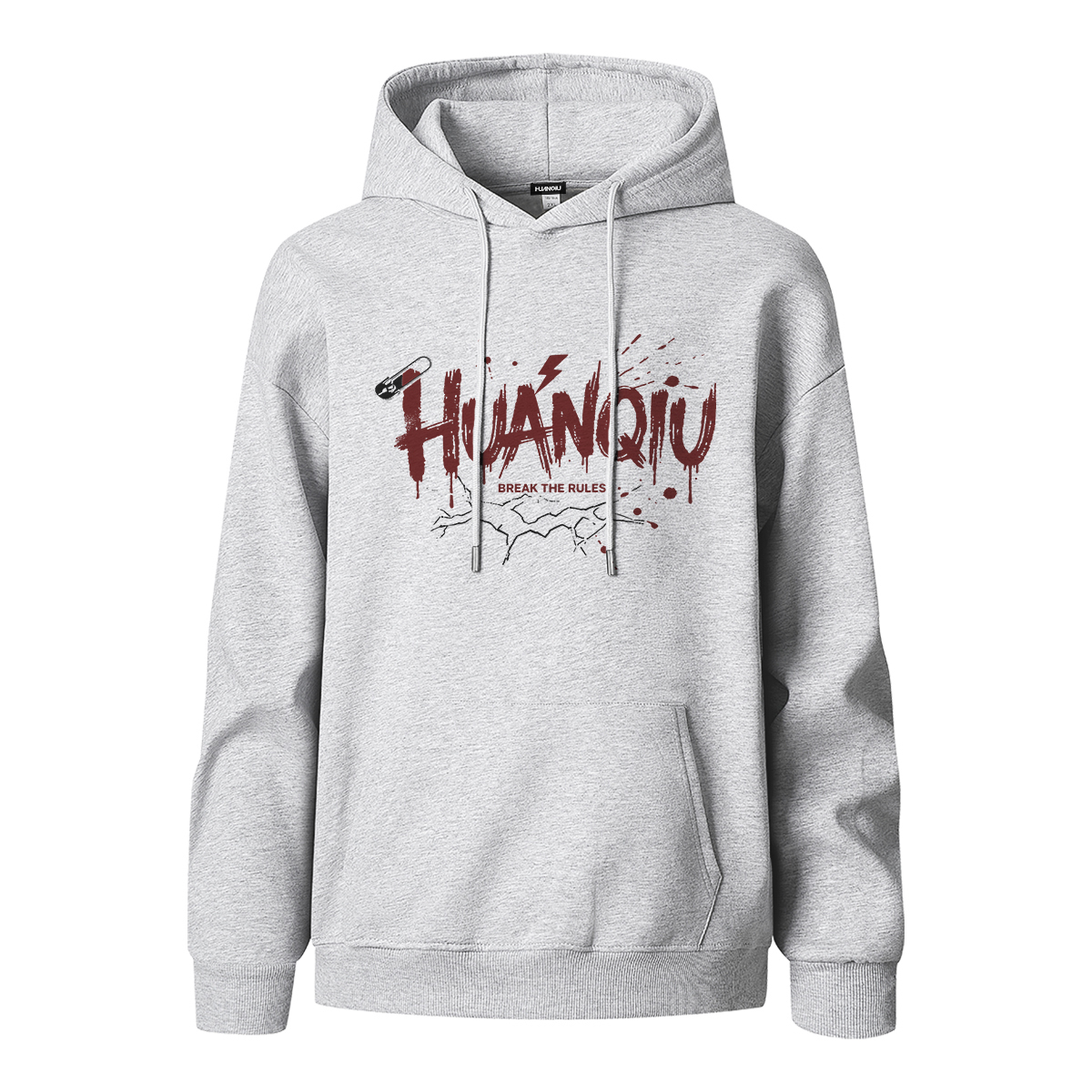

Толстовка Unisex Hooded Moderate Heavyweight HUANQIU, белый heather серый