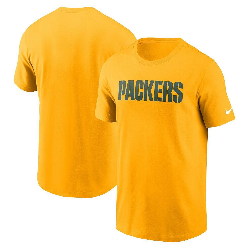 Мужская футболка Nike Gold Green Bay Packers Primetime Wordmark Essential, цвет Pkr Gold — фото 2