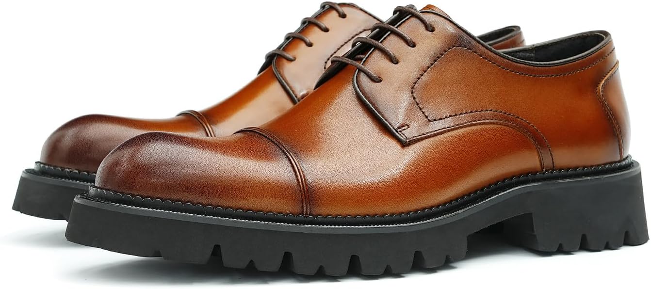 

Мужские оксфорды Santimon, туфли Derby из натуральной кожи, модные деловые туфли, повседневные и смокинговые туфли, свадебные и вечеринковые туфли для мужчин, коричневый