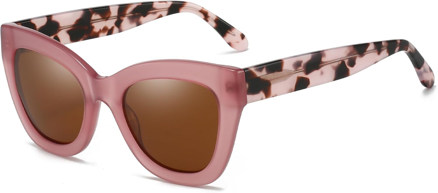 

Женские солнцезащитные очки ZENOTTIC с поляризацией: ретро-очки «кошачий глаз» — солнцезащитные очки, разработанные специально для женщин, с защитой от УФ-излучения UV400, Crystal Pink Frame / Red Lens