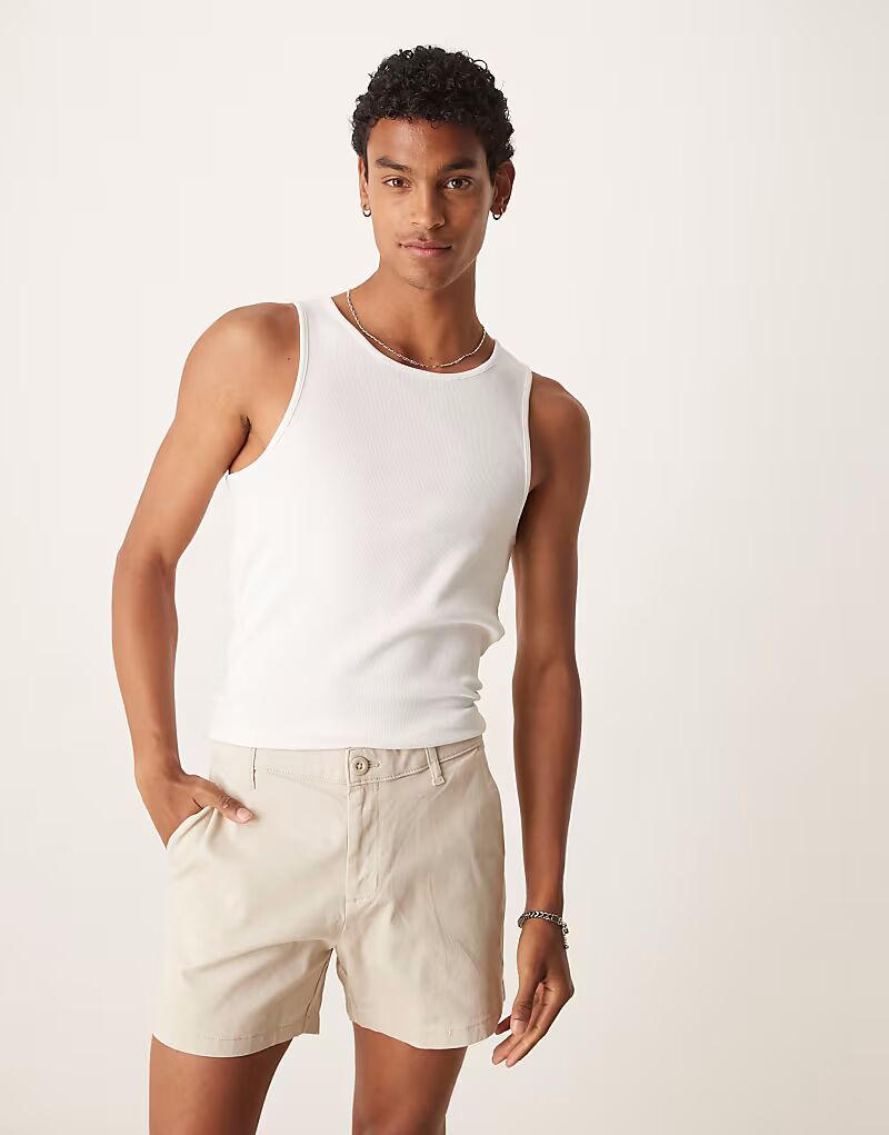 

ASOS DESIGN укороченные шорты-чинос без застежки в каменном цвете