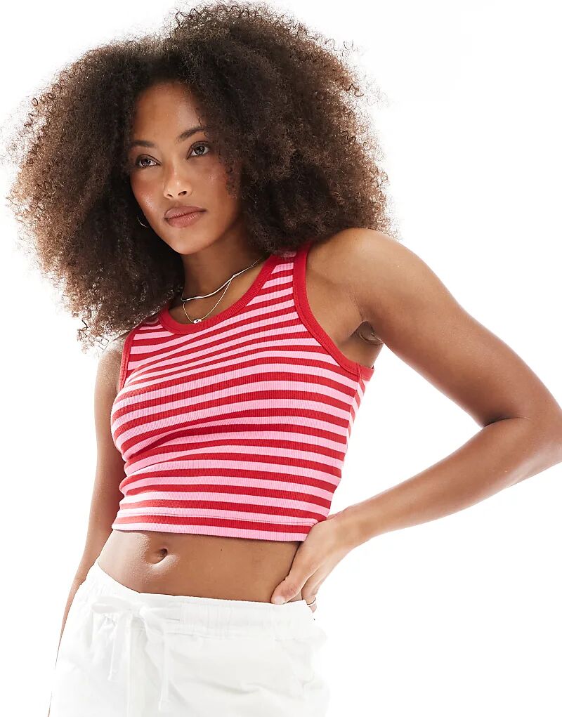 

Ребристый топ JJXX в розово-красную полоску