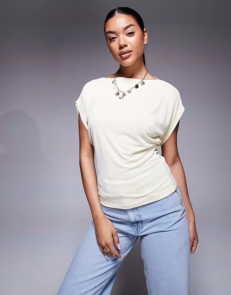 

Футболка свободного кроя с рукавами-ангелками из купро от ASOS DESIGN цвета лимона