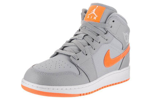 Кроссовки 1 mid wolf grey яркий цитрусовый Air Jordan, серый — фото 2