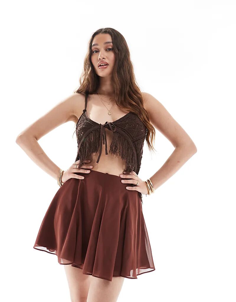 

Мини-юбка из шифона ASOS DESIGN цвета вишневого шоколада
