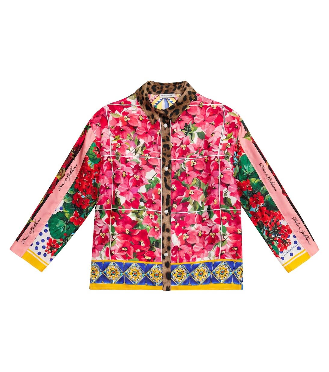 

Шелковая рубашка с цветочным принтом Dolce&Gabbana, розовый