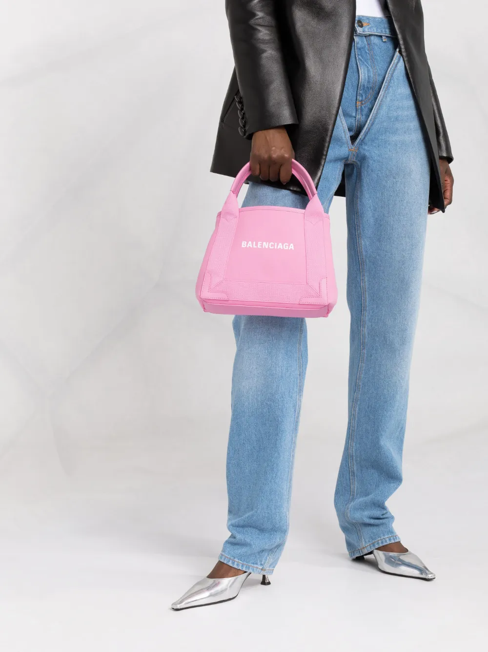 Сумка-тоут из канваса с логотипом BALENCIAGA, розовый — фото 3