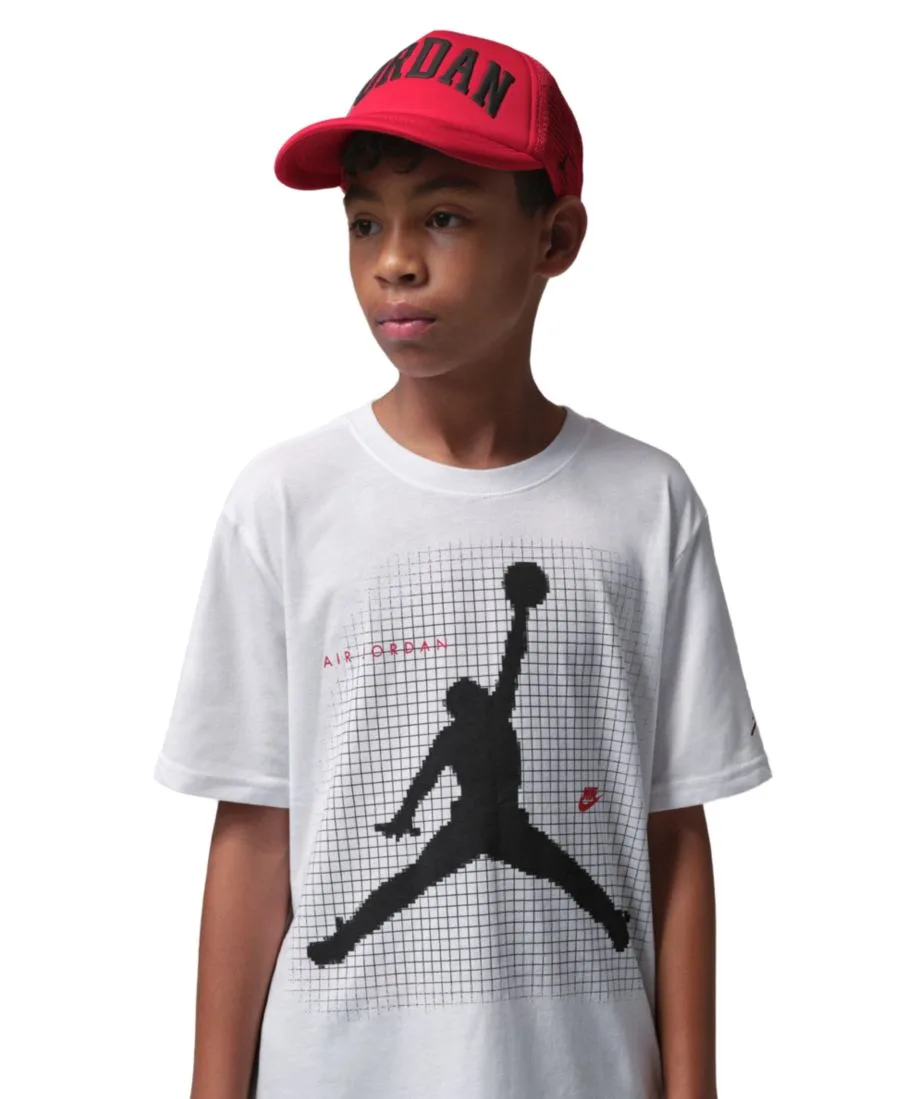 Детская футболка с круглым вырезом Jumpman Grid Blur (8-20 лет) Jordan, белый — фото 3