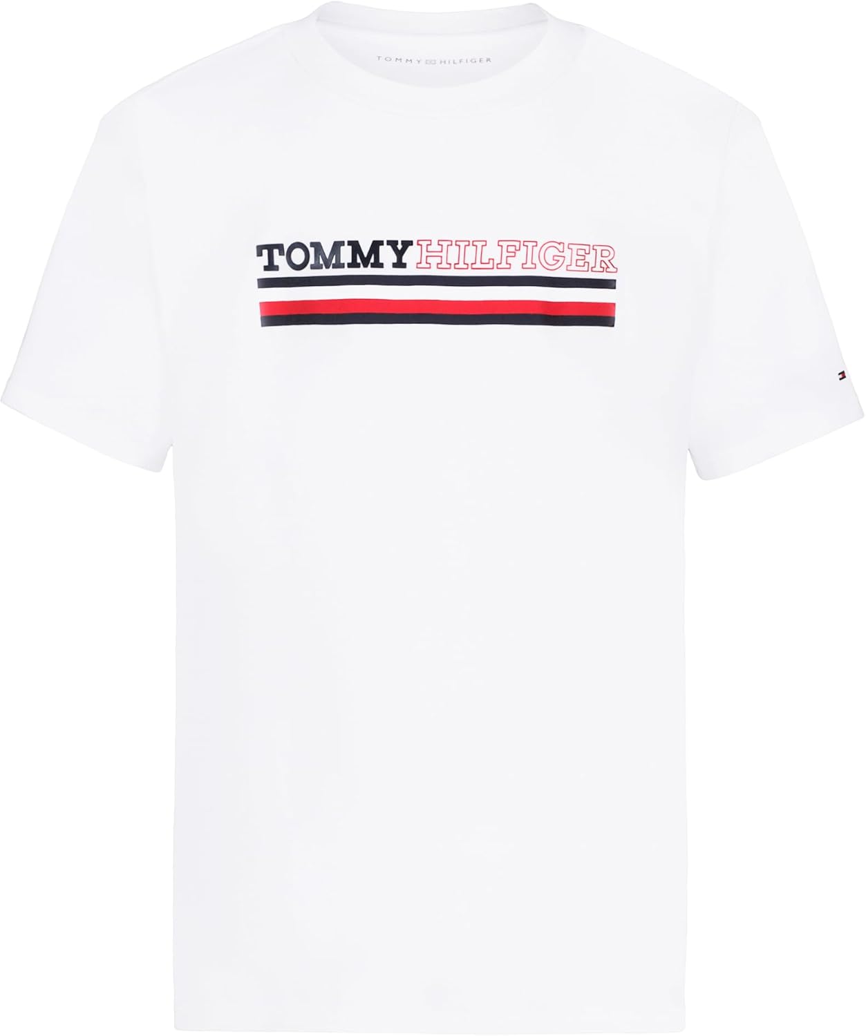 

Футболка Tommy Hilfiger для мальчиков с короткими рукавами и круглым вырезом, мягкая, удобная, свободного кроя, Signature Chest Fresh White, Белый, Футболка Tommy Hilfiger для мальчиков с короткими рукавами и круглым вырезом, мягкая, удобная, свободного к