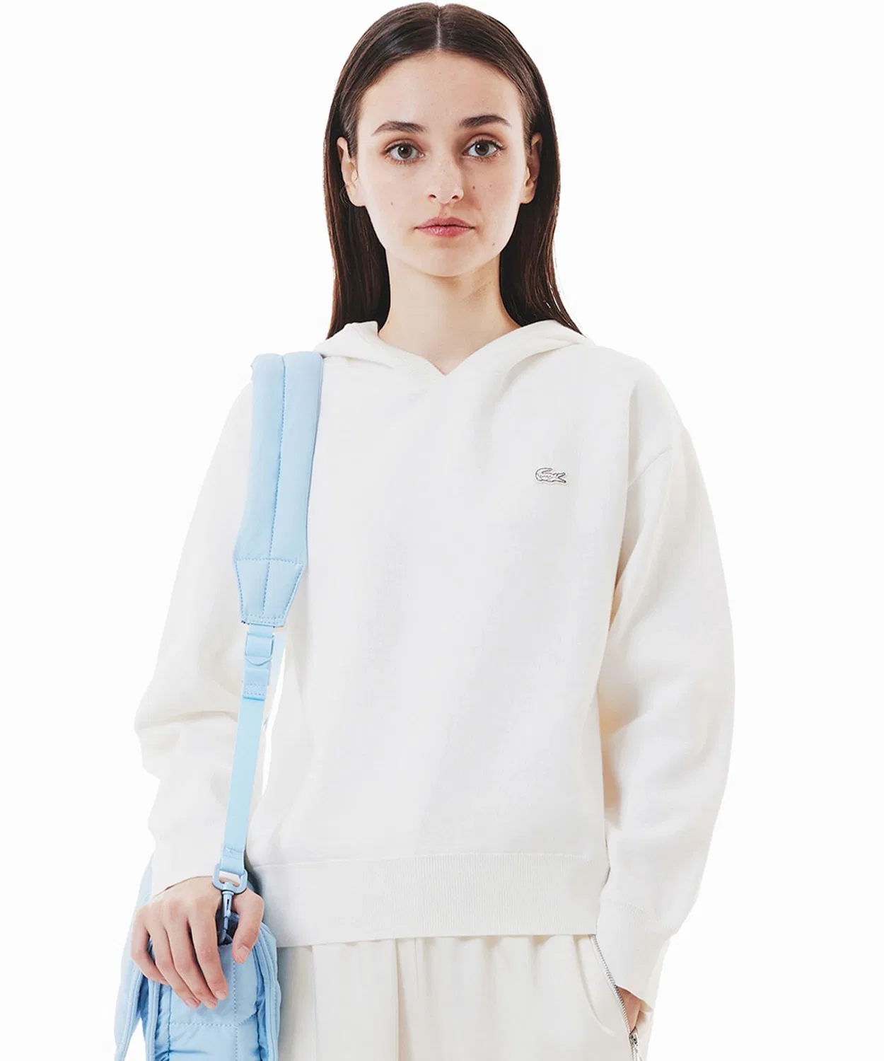 Пуловер-худи трикотажный Relaxed Fit белый
