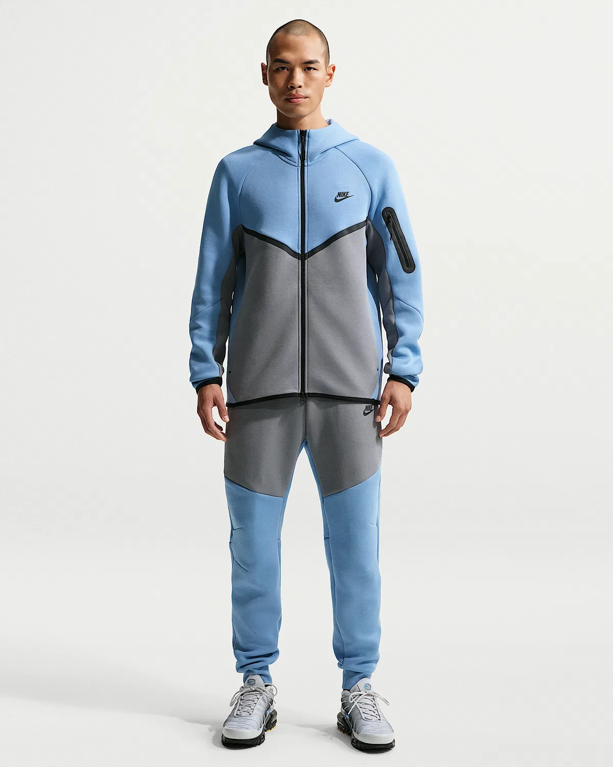 Мужская флисовая ветровка Nike Tech на молнии, Work Blue/Cool Grey/Black — фото 4