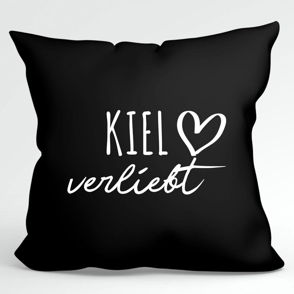 

УРАА! Подушка Kiel in love Декоративный чехол на подушку без наполнения 40х40см Черный с названием любимого города Hellweg Druckerei