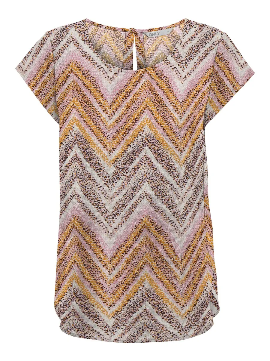 

Блузка-рубашка ONLY "ONLNOVA LIFE S/S TOP AOP PTM", розовый