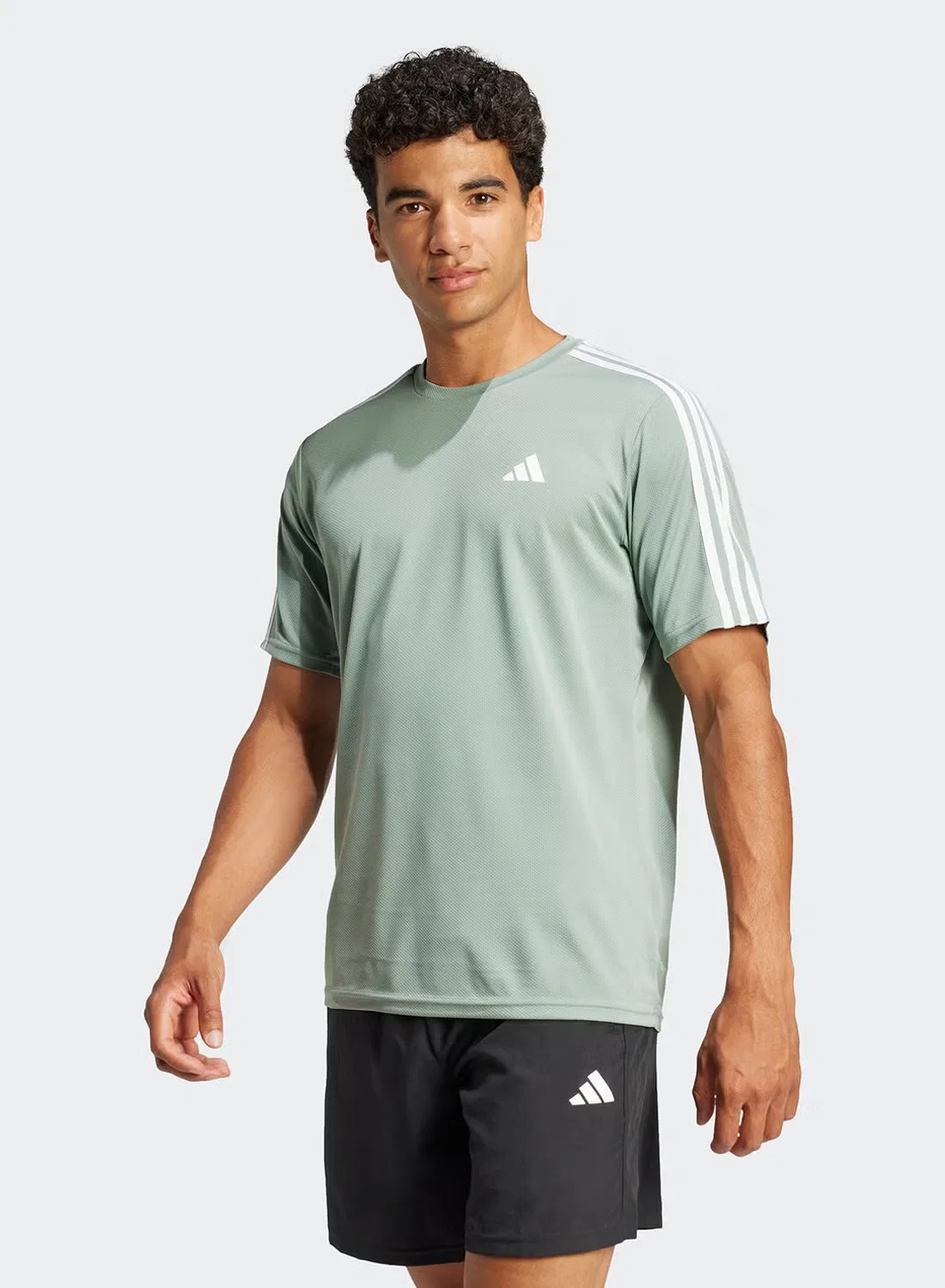 Футболка тренировочная с 3 полосами Train Essentials Adidas, серебристо-зеленый