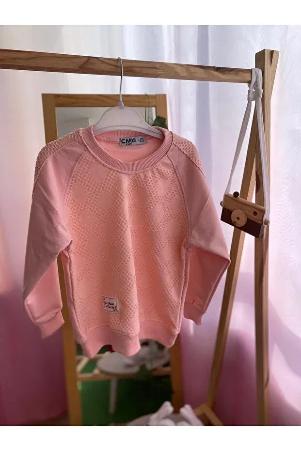 Детские свитшот для девочек ажурный с длинным рукавом Cmk Kids, Pink — фото 4