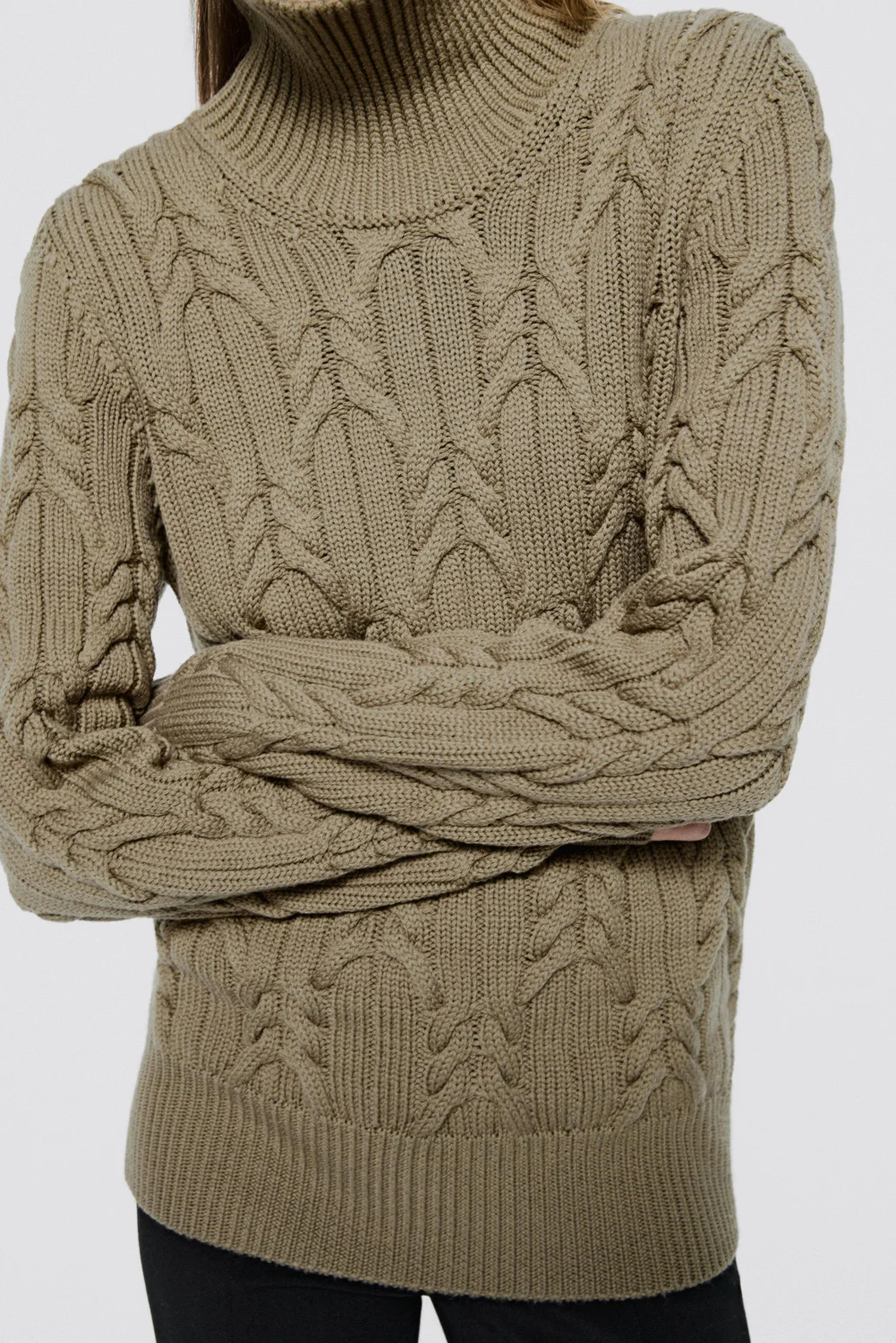 Свитер Massimo Dutti 100% Wool Cable-knit - Limited Edition, бежевый — фото 2