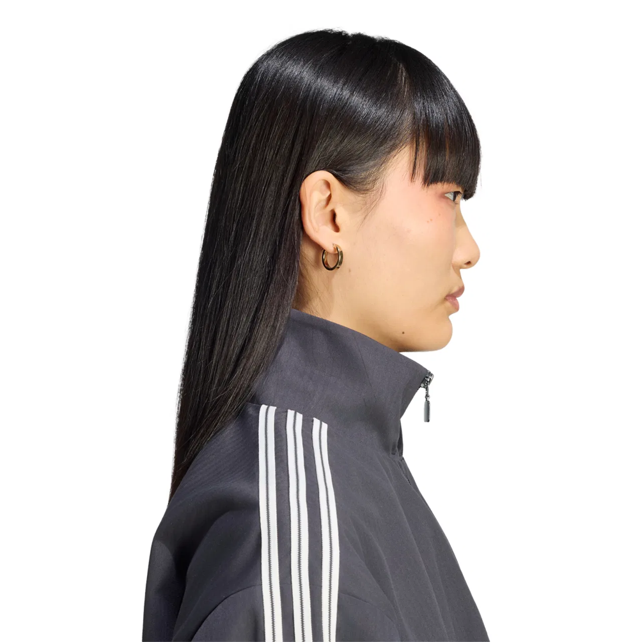 Женская куртка-олимпийка из переработанного полиэстера Firebird Track Top Adidas, Utility Black/Cloud White — фото 4